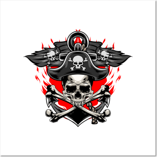 Fire Skull Pirates Posters and Art